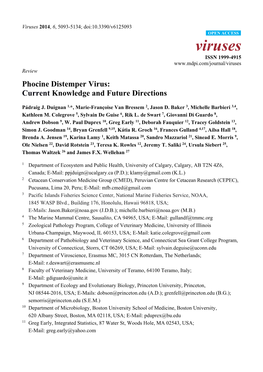 Phocine Distemper Virus: Current Knowledge and Future Directions