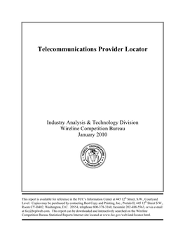 Telecommunications Provider Locator