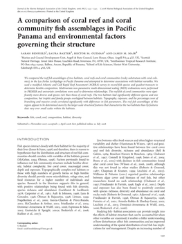 A Comparison of Coral Reef and Coral Community Fish Assemblages In