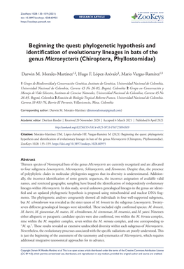 Beginning the Quest: Phylogenetic Hypothesis and Identification of Evolutionary Lineages in Bats of the Genus Micronycteris (Chiroptera, Phyllostomidae)