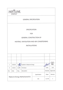 Specification 541 Rev. 1 – General Construction of HVAC Installations