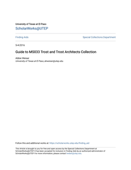 Guide to MS033 Trost and Trost Architects Collection