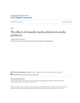 The Effects of Comedic Media Criticism on Media Producers