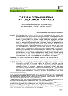 The Rural Open Air Museums: Visitors, Community and Place