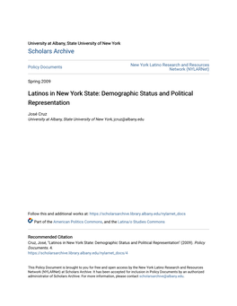 Latinos in New York State: Demographic Status and Political Representation