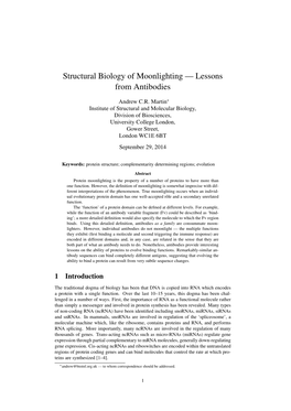 Structural Biology of Moonlighting — Lessons from Antibodies