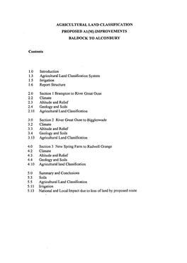 Agricultural Land Classification Proposed A1(M) Improvements Baldock to Alconbury