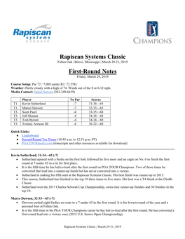 Rapiscan Systems Classic First-Round Notes