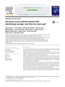 Are Breast Cancer Patients Treated with Radiotherapy Younger Now Than Ten