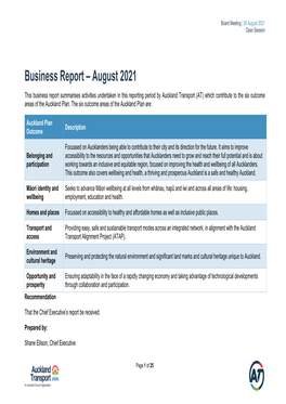 Open 1 Business Report August 2021