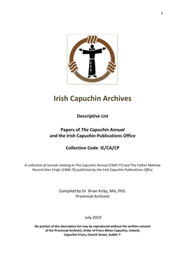 The Capuchin Annual and the Irish Capuchin Publications Office