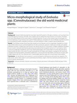 Micro-Morphological Study of Evolvulus Spp. (Convolvulaceae