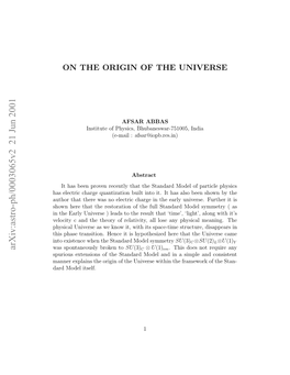 On the Origin of the Universe