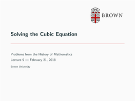 Solving the Cubic Equation