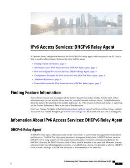 Ipv6 Access Services: Dhcpv6 Relay Agent