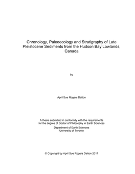 Chronology, Paleoecology and Stratigraphy of Late Pleistocene Sediments from the Hudson Bay Lowlands, Canada