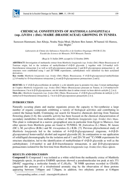 CHEMICAL CONSTITUENTS of MATTHIOLA LONGIPETALA (Ssp