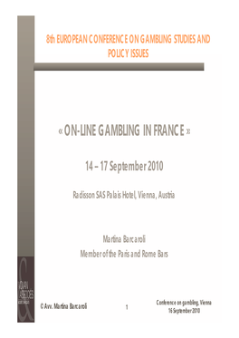 « On-Line Gambling in France »