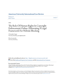 The Role of Human Rights in Copyright Enforcement Online: Elaborating a Legal Framework for Website Blocking