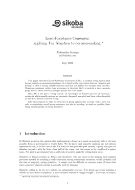 Least-Resistance Consensus: Applying Via Negativa to Decision-Making ∗