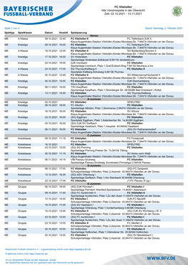 FC Vilshofen Alle Vereinsspiele in Der Übersicht Zeit: 02.10.2021 - 13.11.2021