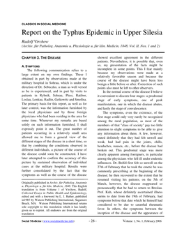 Report on the Typhus Epidemic in Upper Silesia