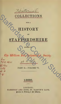 Collections for a History of Staffordshire, 1985 Part 2
