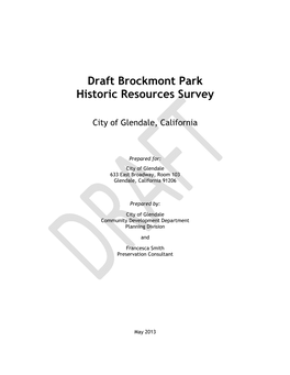 Draft Brockmont Park Historic Resources Survey