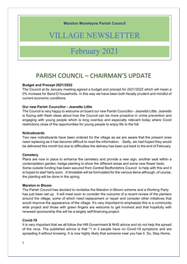 VILLAGE NEWSLETTER February 2021