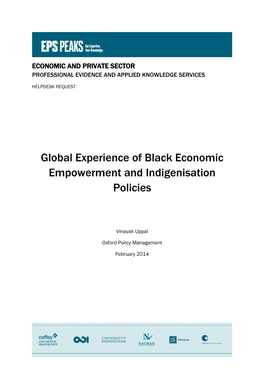 Global Experience of Black Economic Empowerment and Indigenisation Policies