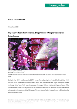Press Information Impressive Team Performance, Stage Win And