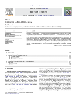 Measuring Ecological Complexity