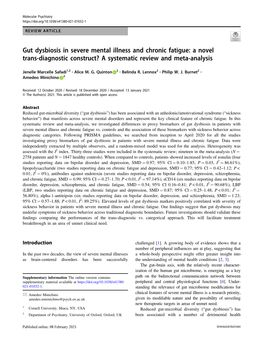 Gut Dysbiosis in Severe Mental Illness and Chronic Fatigue: a Novel Trans-Diagnostic Construct? a Systematic Review and Meta-Analysis