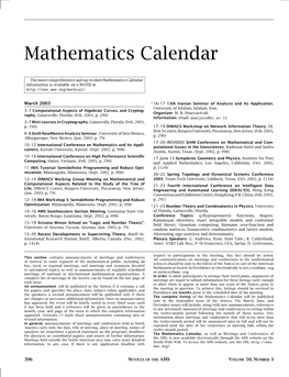 Mathematics Calendar