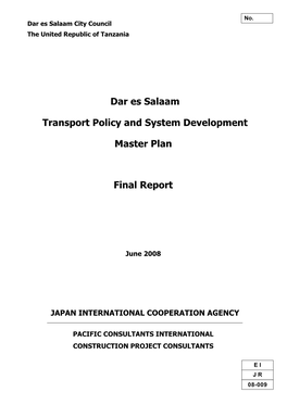 Dar Es Salaam Transport Policy and System Development Master Plan