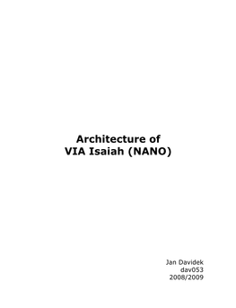 Architecture of VIA Isaiah (NANO)