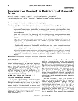 Indocyanine Green Fluorography in Plastic Surgery and Microvascular Surgery