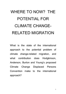 The Potential for Climate Change- Related Migration