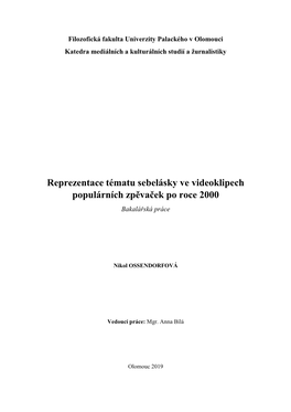 Reprezentace Tématu Sebelásky Ve Videoklipech Populárních Zpěvaček Po Roce 2000 Bakalářská Práce