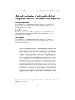 Optimal Structuring of Collateralized Debt Obligation Contracts: an Optimization Approach