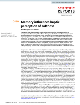 Memory Influences Haptic Perception of Softness