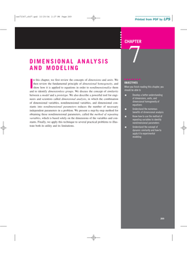 Dimensional Analysis and Modeling