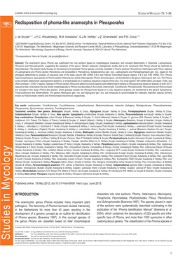 Redisposition of Phoma-Like Anamorphs in Pleosporales