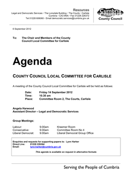 Agenda COUNTY COUNCIL LOCAL COMMITTEE for CARLISLE