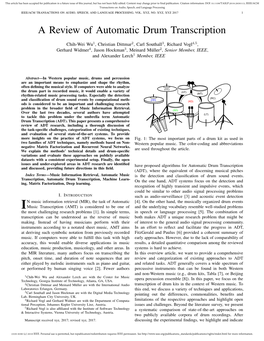 A Review of Automatic Drum Transcription