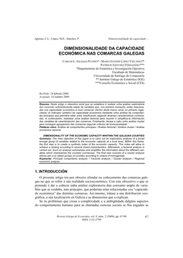 Dimensionalidade Da Capacidade Económica Nas Comarcas Galegas