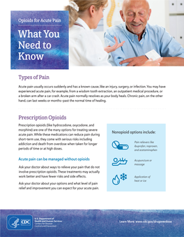 Opioids for Acute Pain What You Need to Know