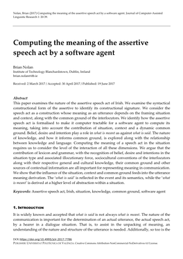 Computing the Meaning of the Assertive Speech Act by a Software Agent