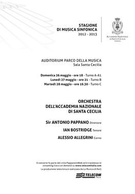 ORCHESTRA DELL'accademia NAZIONALE DI SANTA CECILIA Sir