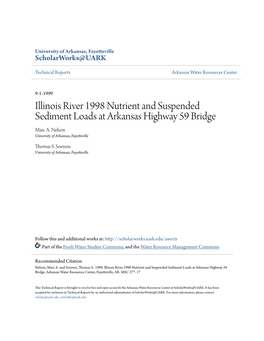 Illinois River 1998 Nutrient and Suspended Sediment Loads at Arkansas Highway 59 Bridge Marc A